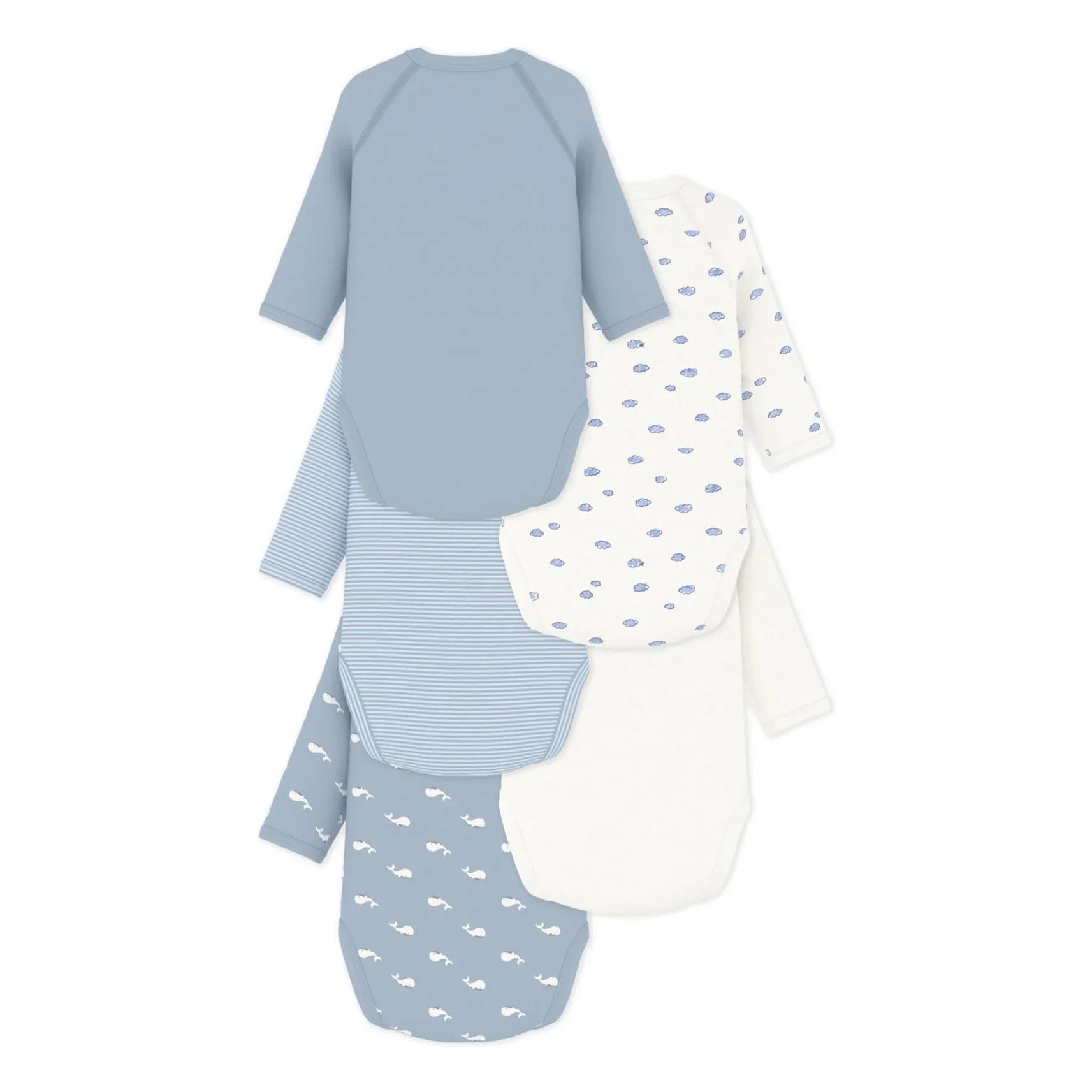 Petit Bateau - Bolsas cruzadas de ballenas de 5 piezas de algodón orgánico | Azul