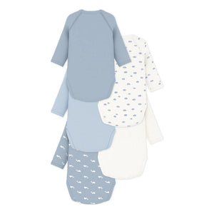 Petit Bateau - Bolsas cruzadas de ballenas de 5 piezas de algodón orgánico | Azul