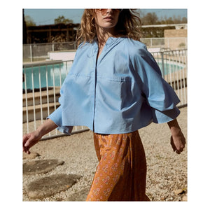 Mes Demoiselles - Blusa de popelín de algodón Soon | Azul claro