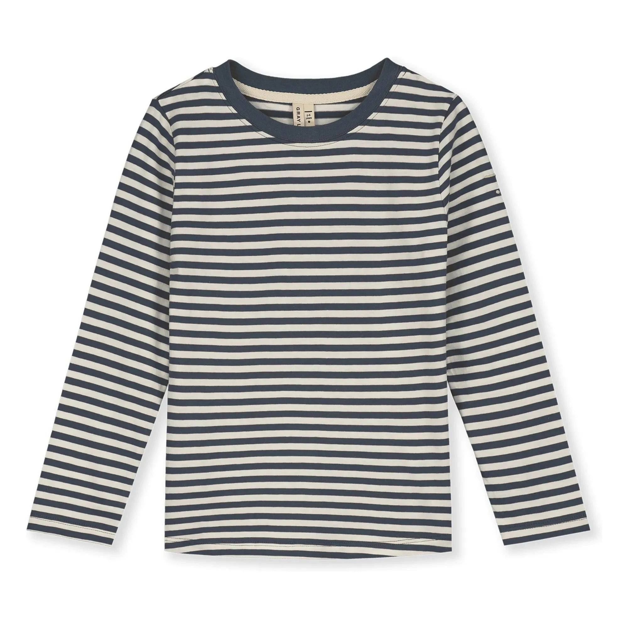 Gray Label - Camiseta de Algodón Orgánico a Rayas | Gris azulado