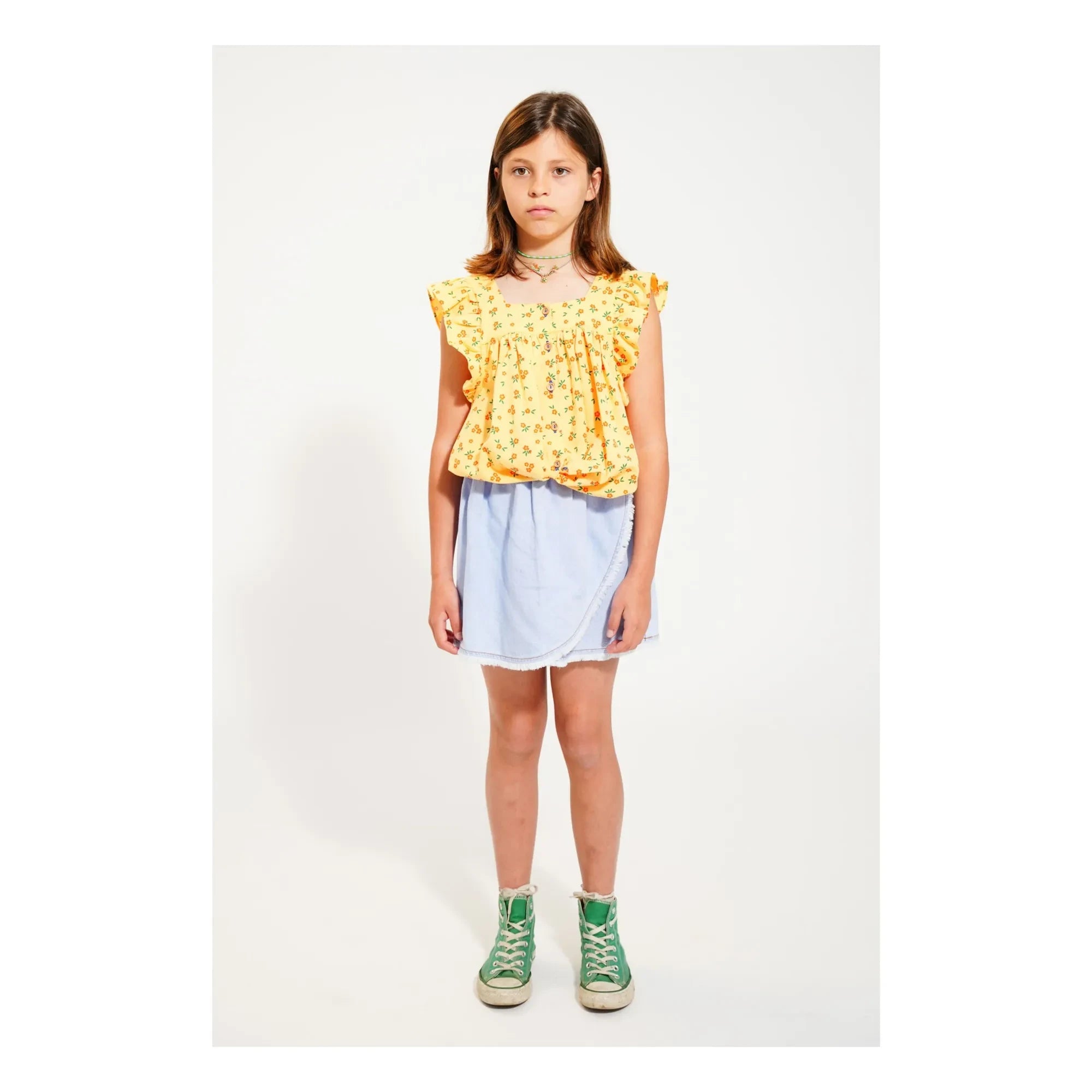 Piupiuchick - Camiseta de algodón orgánico con flores | Amarillo