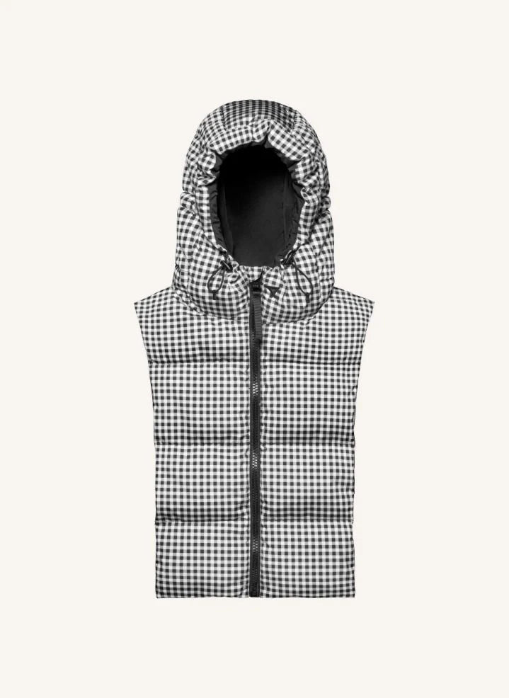 Fudoon - Chaqueta acolchada reversible con capucha y cuadro vichy | Negro