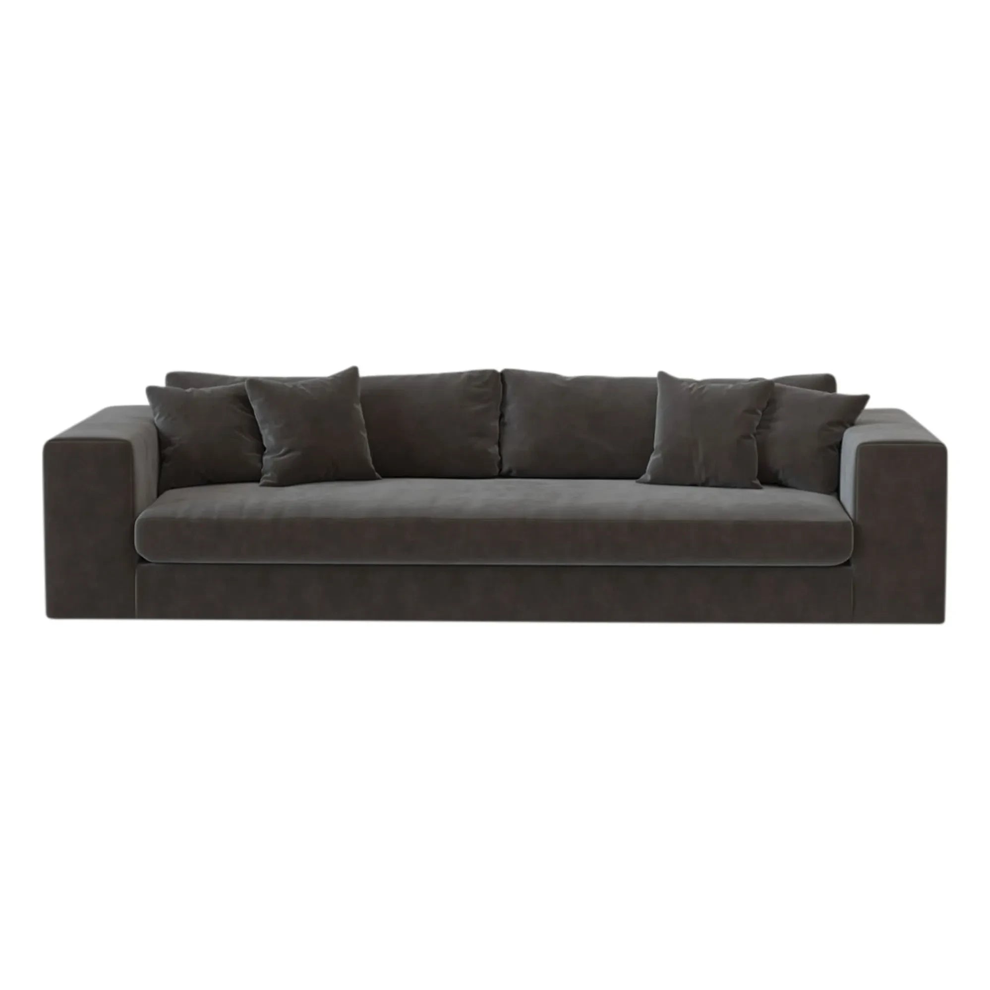 Sofá de terciopelo cepillado Panac Edition - Bellechasse para 4 personas - 275 cm | Gris carbón