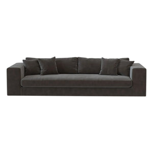 Sofá de terciopelo cepillado Panac Edition - Bellechasse para 4 personas - 275 cm | Gris carbón