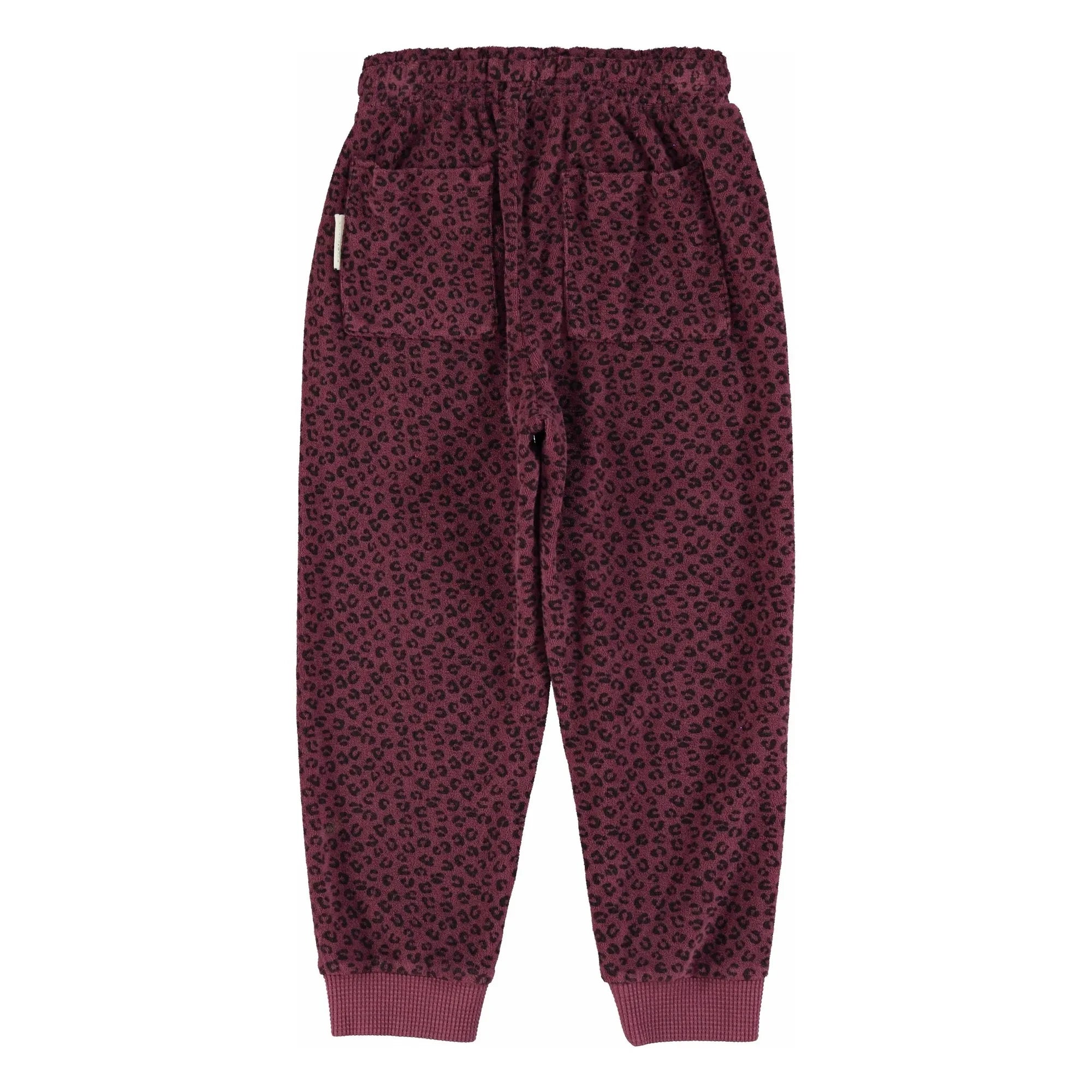 Piupiuchick - Jogger de felpa de algodón orgánico con estampado de leopardo | Berenjena