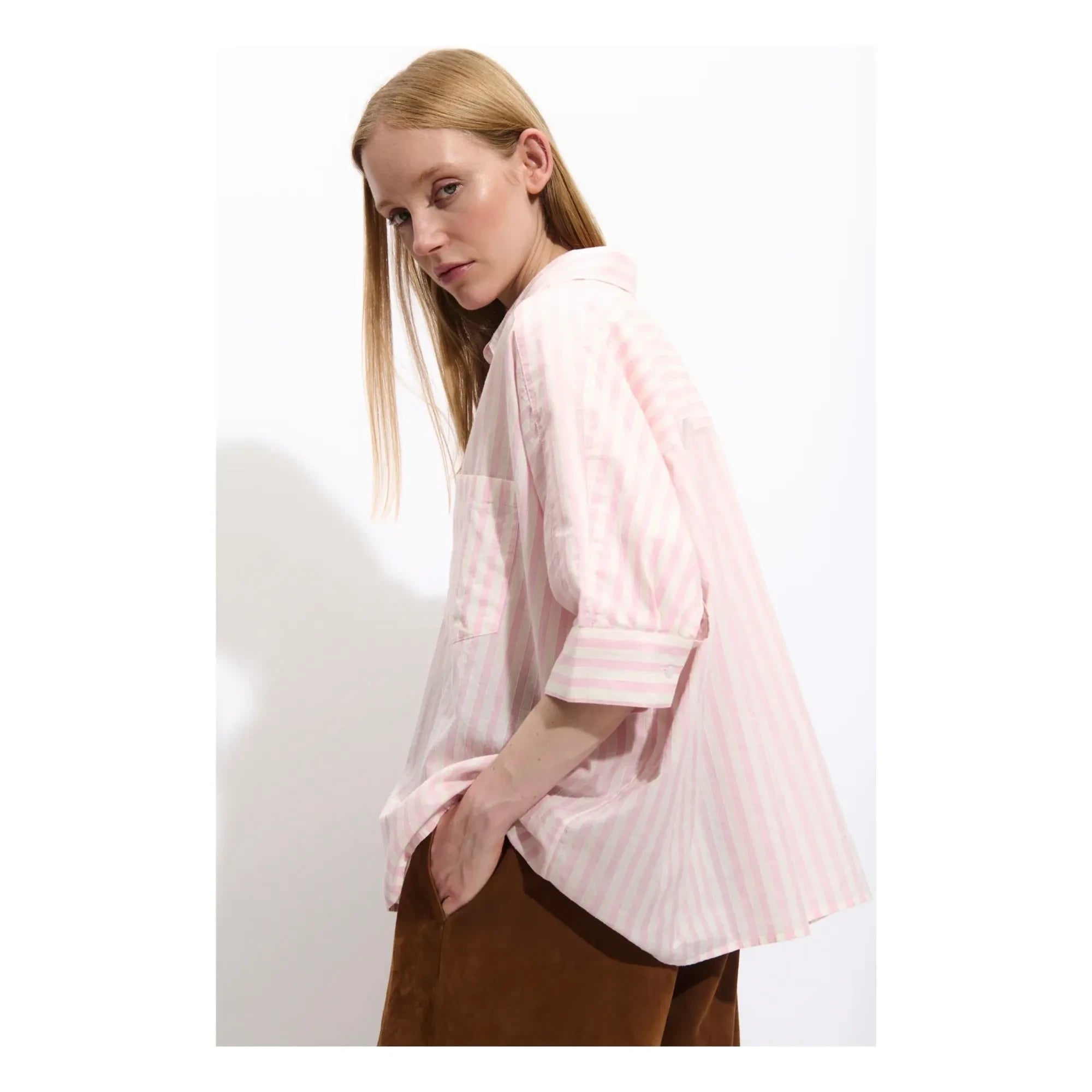 BELLEPIECE - Blusa de rayas de algodón Carmela | Rosa