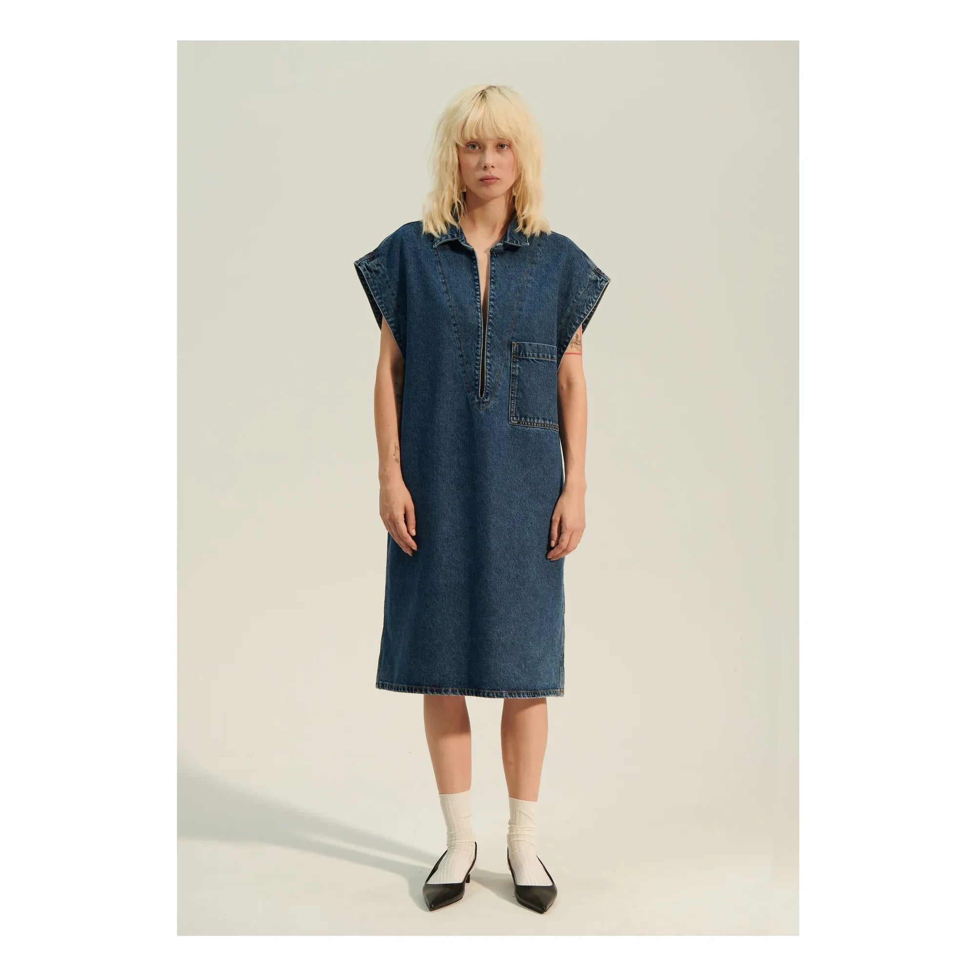 BELLEPIECE - Vestido Vaquero Zafra | Azul Oscuro