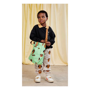 Mini Rodini - Jogger de algodón orgánico con estampado de perritos | Gris melange
