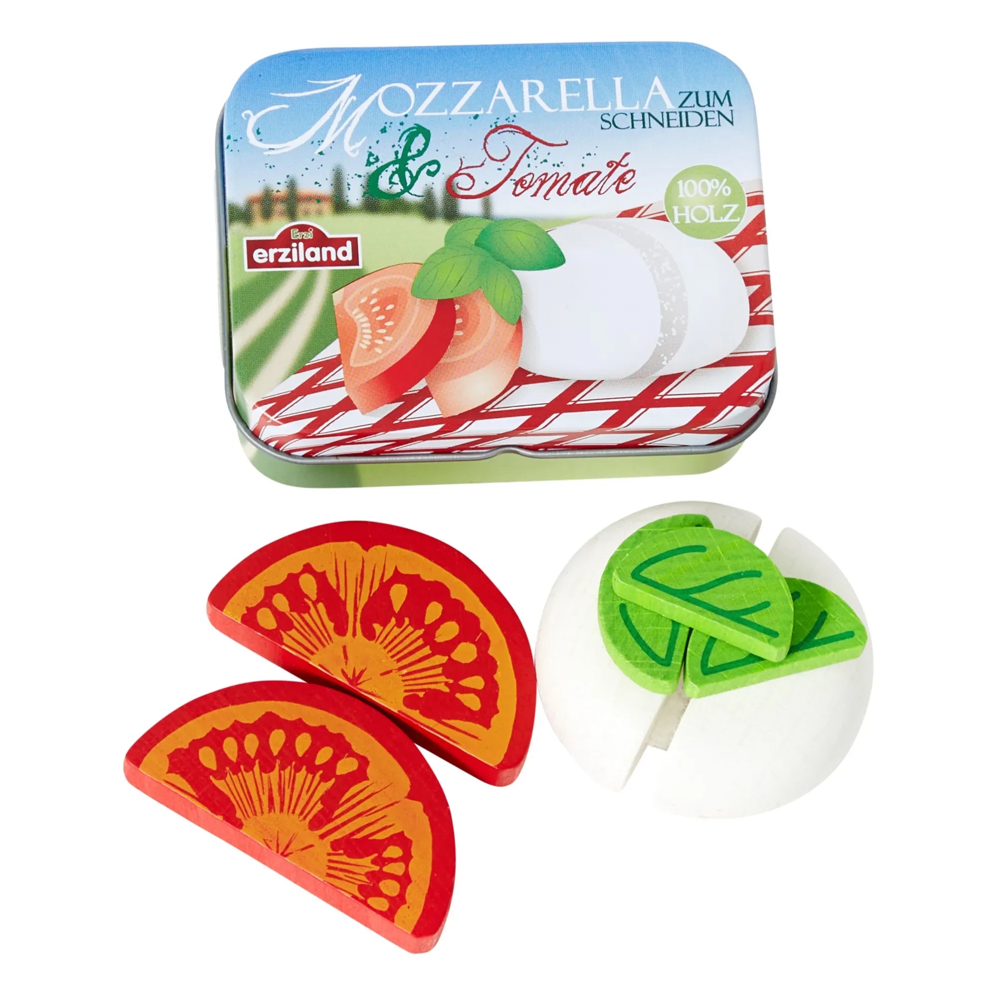 Erzi - Bote de hojalata con ensalada Caprese, con tapa - 7 piezas