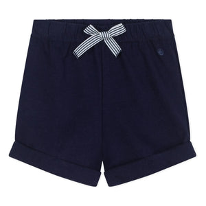 Petit Bateau - Pantalón corto de forro polar de algodón orgánico | Azul noche