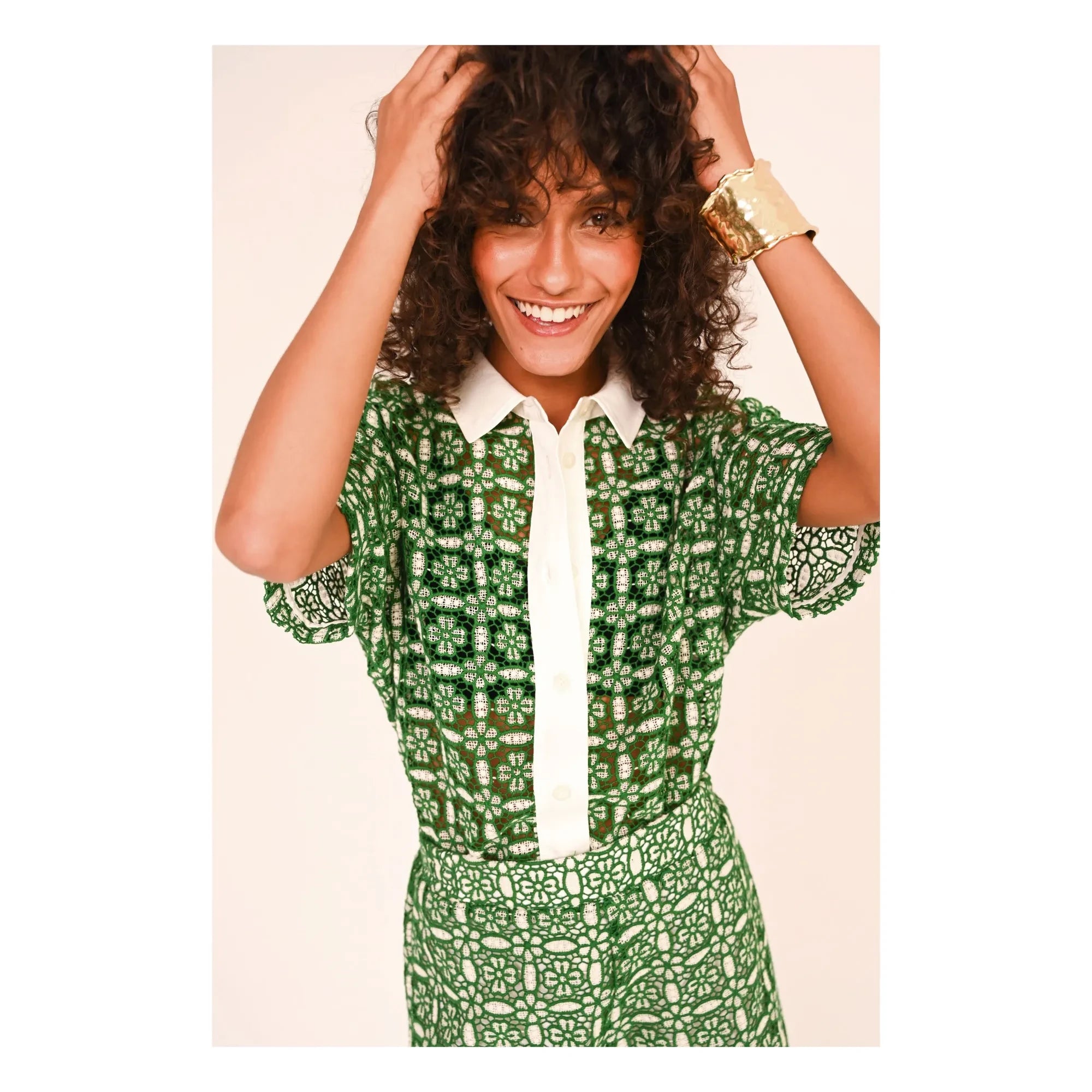 Sacrécoeur - Camisa de guipur Flavia Goya | Verde