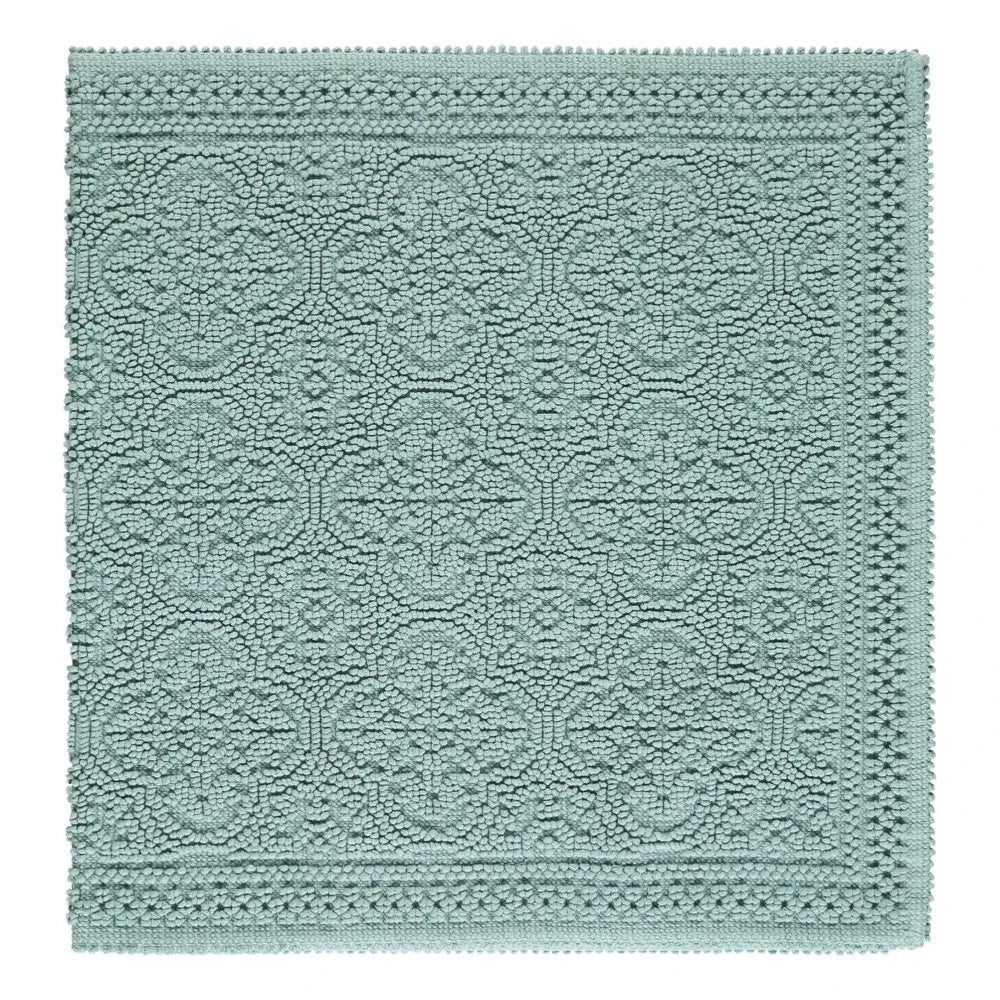 Haomy - Alfombra de baño de algodón con diseño en relieve 55x110cm | Verde agua