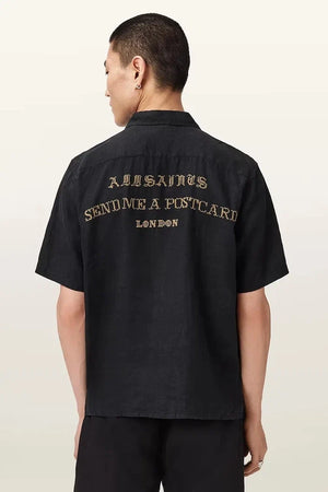 AllSaints Camisa de lino para hombre DUNLOE