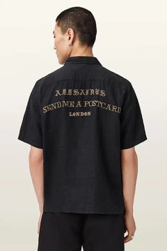 AllSaints Camisa de lino para hombre DUNLOE