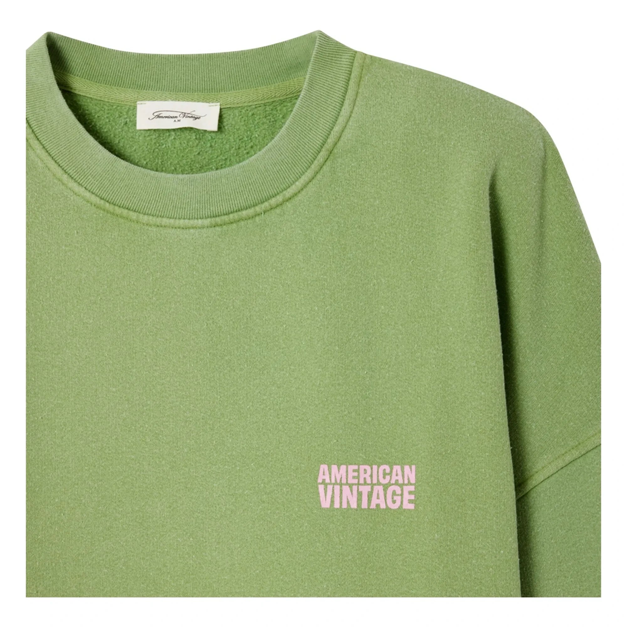 American Vintage - Sudadera Plizzy de algodón | Verde pálido
