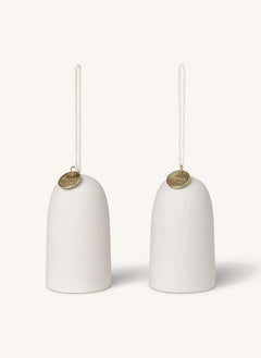 Ferm Living - Campanas de Cerámica de Navidad - Set de 2 | Blanco