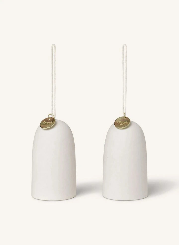 Ferm Living - Campanas de Cerámica de Navidad - Set de 2 | Blanco