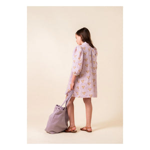 birinit - Vestido fruncido Cinca de algodón orgánico a rayas | Lila oscuro