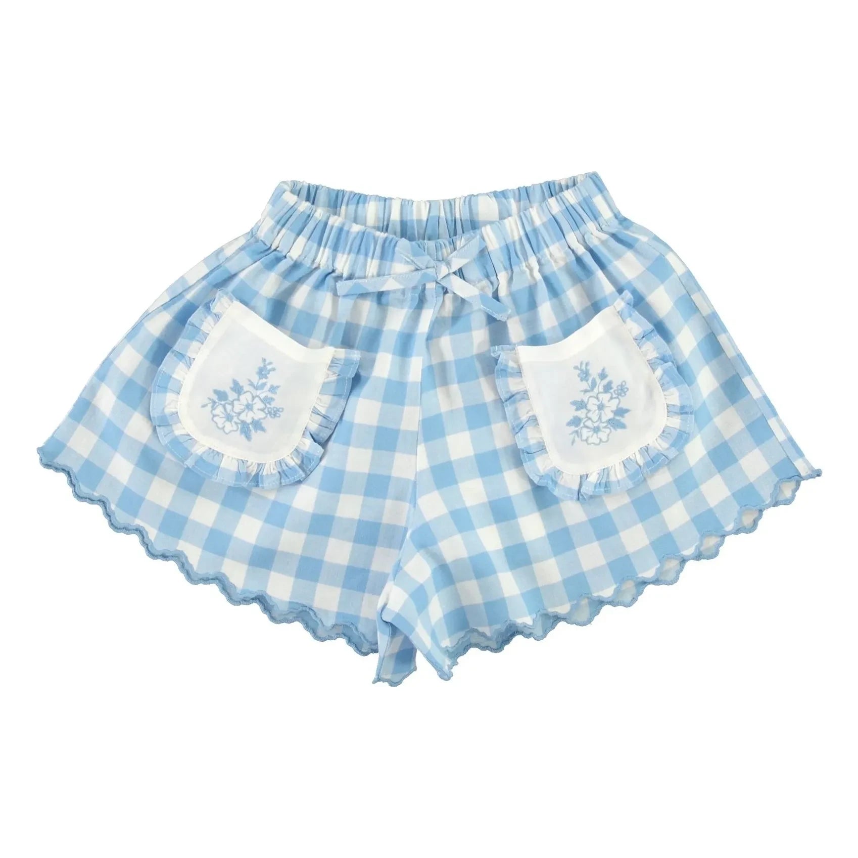 Bebe Organic - Pantalón corto con bordado de azulejos Viola | Azul claro