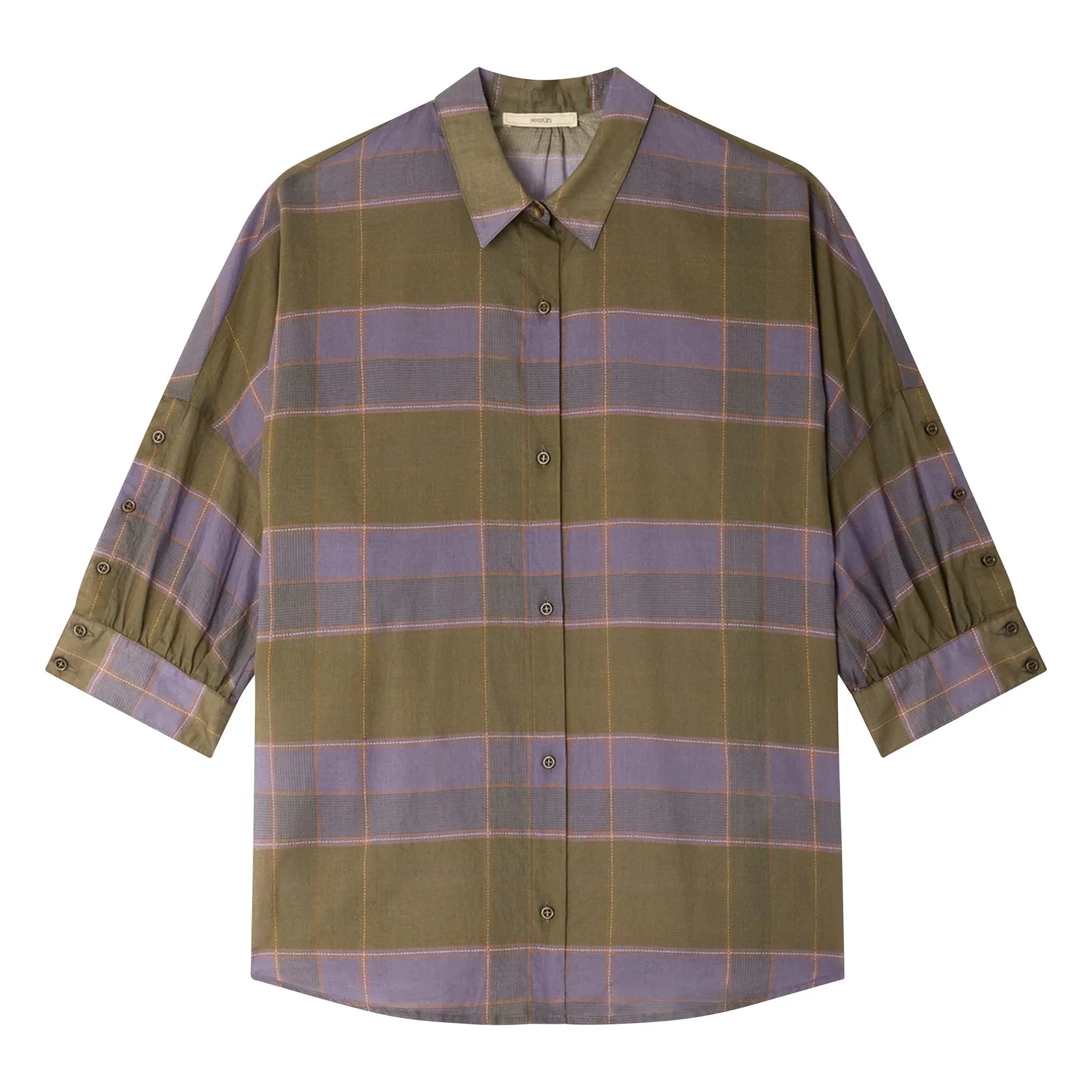 Sessùn - Camisa de cuadros Pamuk Valea | Caqui