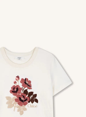 Chloé - Camiseta floral de algodón orgánico | Chalk