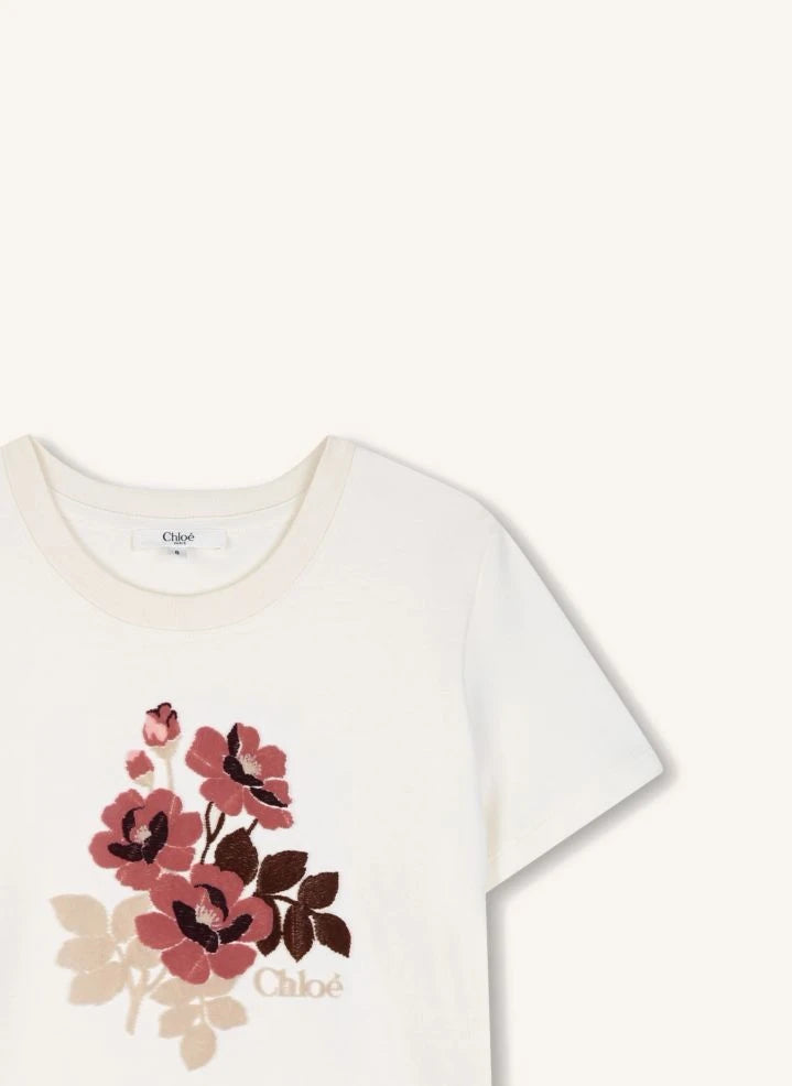 Chloé - Camiseta floral de algodón orgánico | Chalk