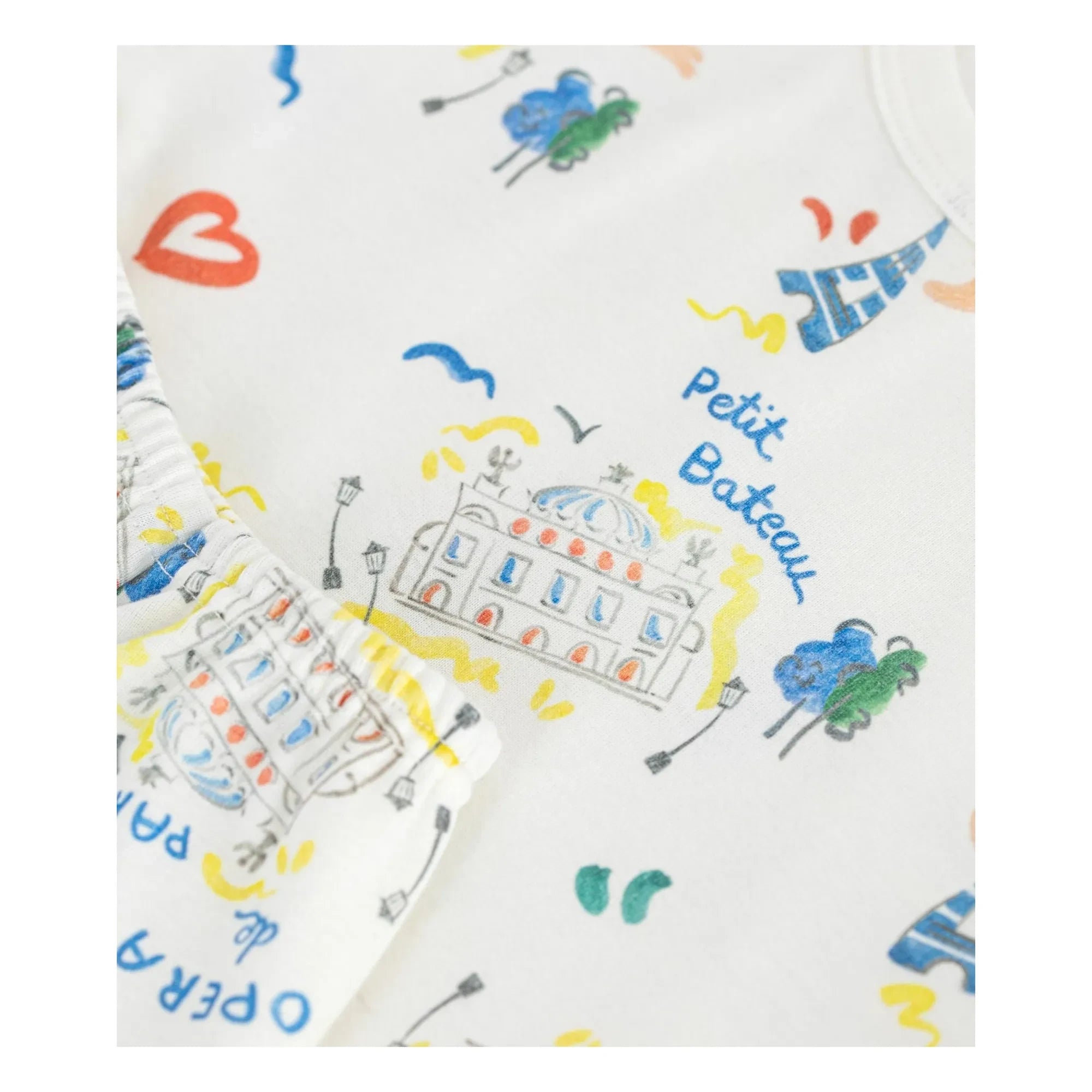 Petit Bateau - Pijama corto ópera | Blanco