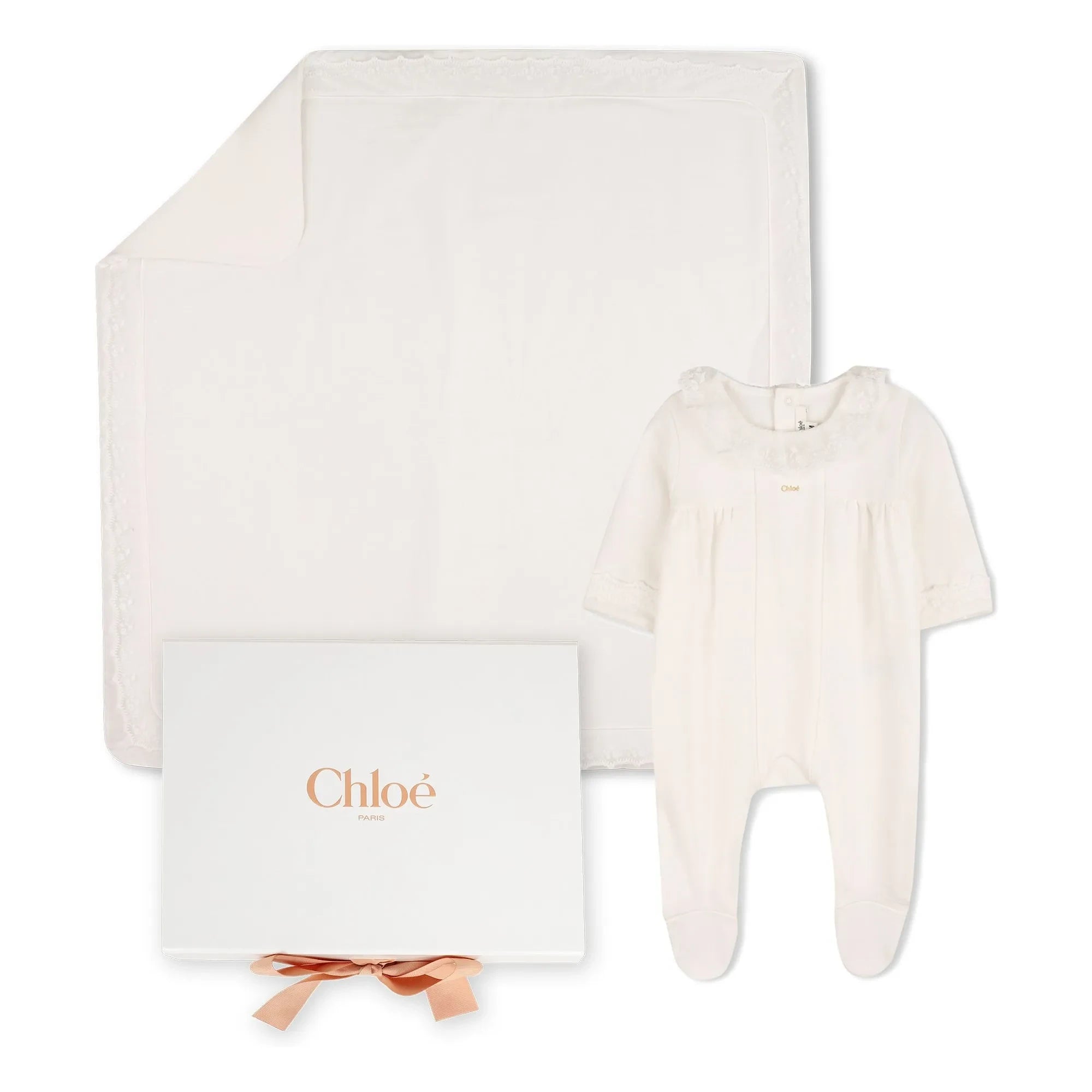 Chloé - Set de pijama y manta de algodón orgánico | Blanco