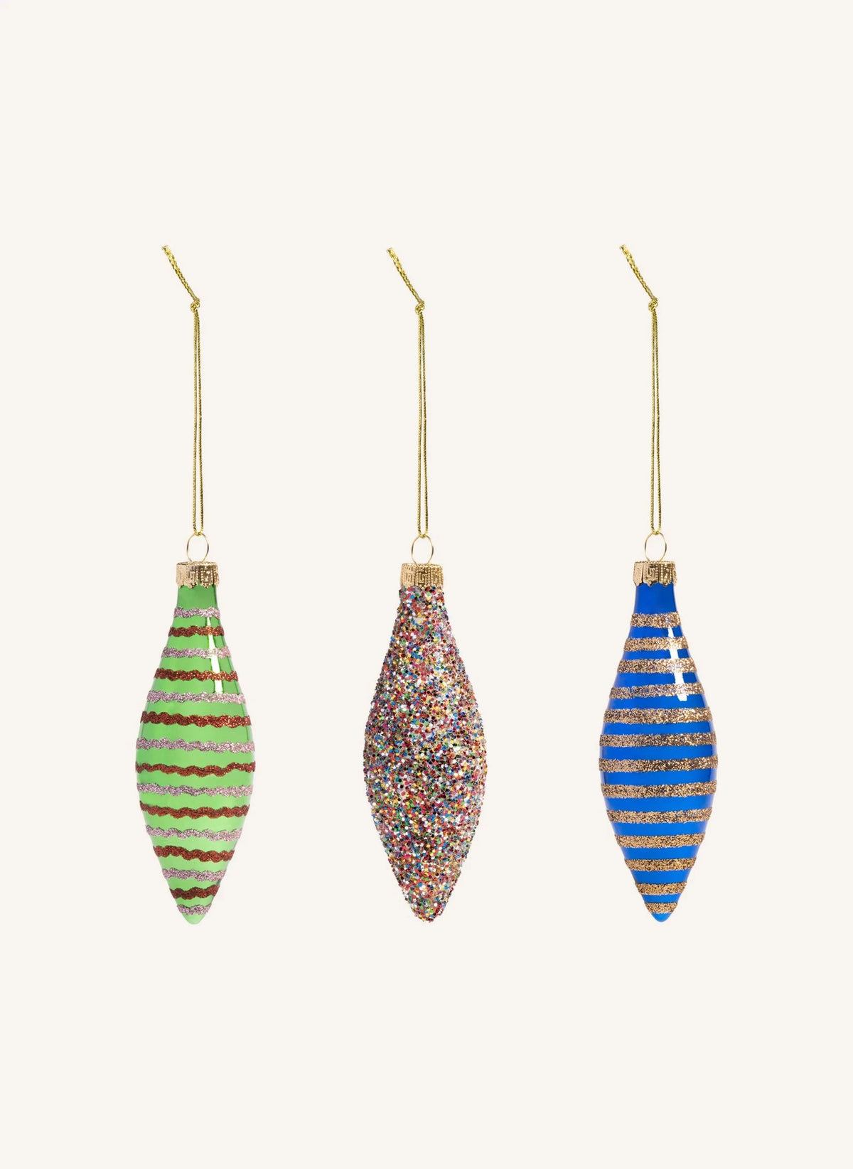 &Klevering - Adornos navideños de vidrio en set de 3
