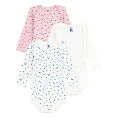 Petit Bateau - Bodies de manzana de algodón orgánico, lote 3 | Crudo