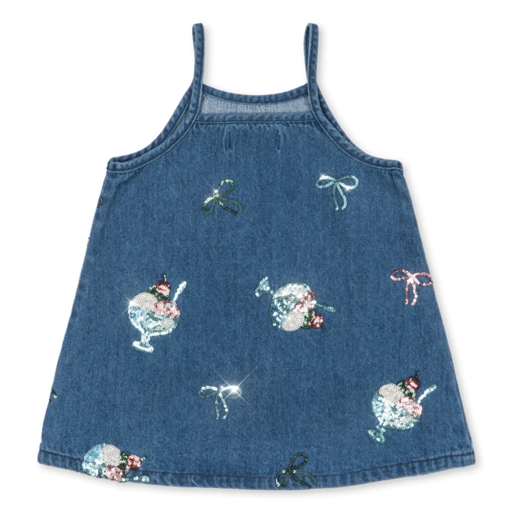 Konges Sløjd - Vestido vaquero con lentejuelas, modelo Magot Glaces de algodón orgánico | Azul