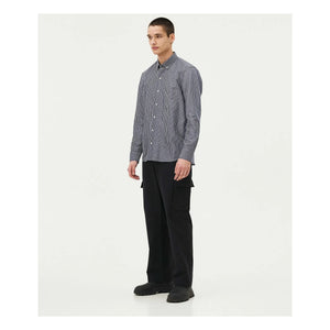 Noyoco - Camisa Curtis Rayas Finas Algodón Reciclado | Azul