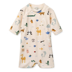Liewood - Traje de baño Thor Animal con protección UV de fibras recicladas | Beige