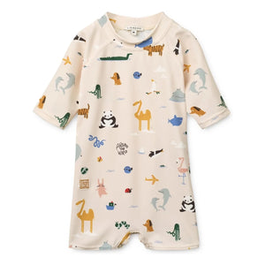 Liewood - Traje de baño Thor Animal con protección UV de fibras recicladas | Beige