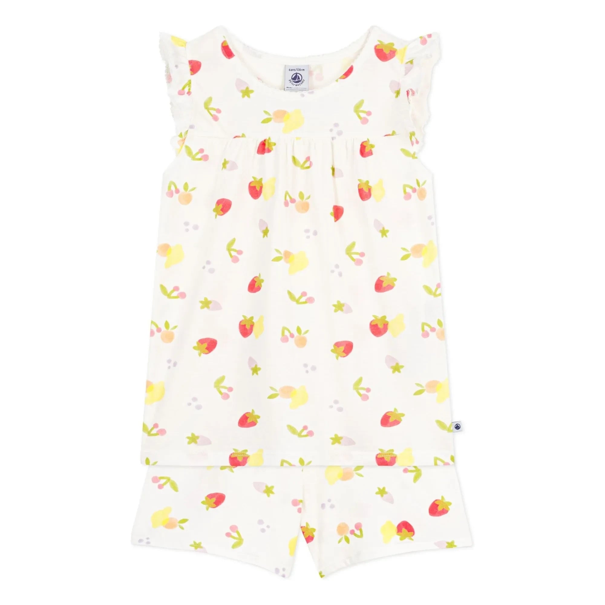 Petit Bateau - Pijama corto de algodón orgánico - Frutas | Crudo