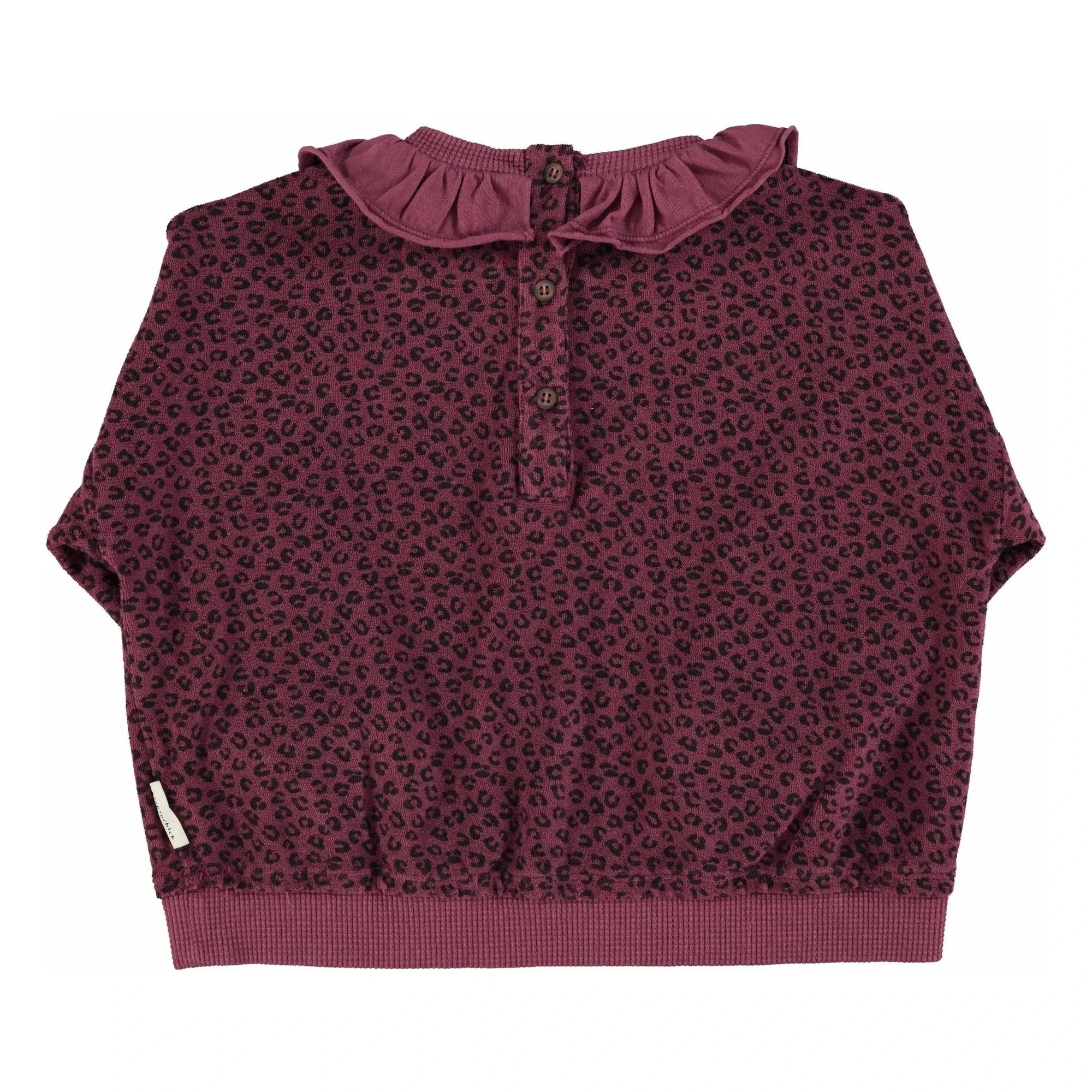 Piupiuchick - Sudadera con cuello con volantes Leopard Algodón orgánico | Berenjena