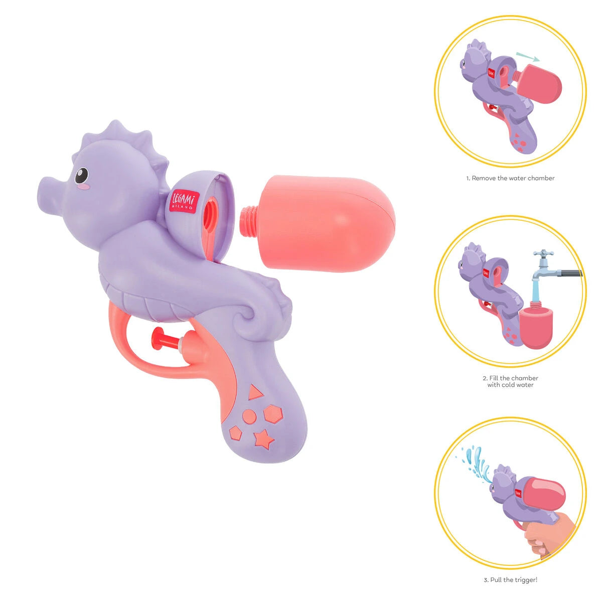 Legami - Pistola de Agua Caballito de Mar para Niños - Pistola de Agua