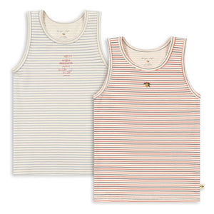 Konges Sløjd - Pack de 2 camisetas de tirantes de algodón orgánico a rayas | Beige