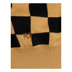 Mini Rodini - Damier organik pamuk balaklava | Kahverengi
