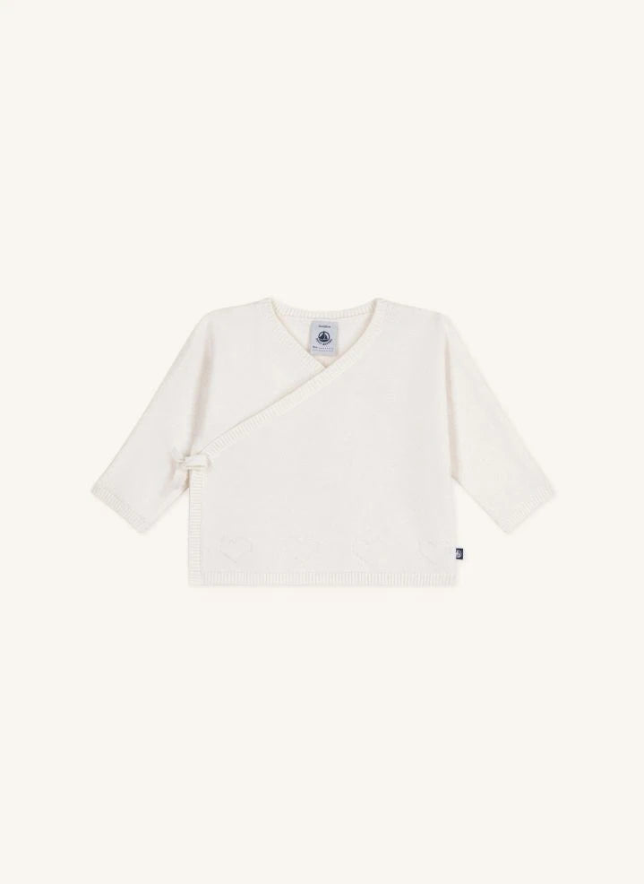 Petit Bateau - Yün Kalp Yelek | Beyaz