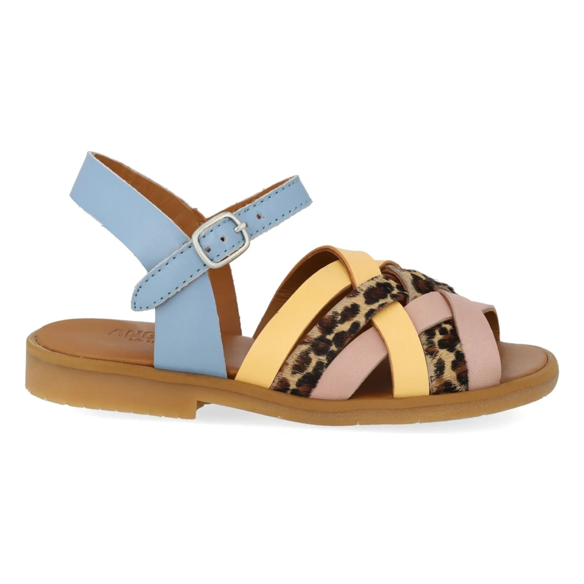 Angulus - Sandalias Trenzadas de Leopardo | Azul claro