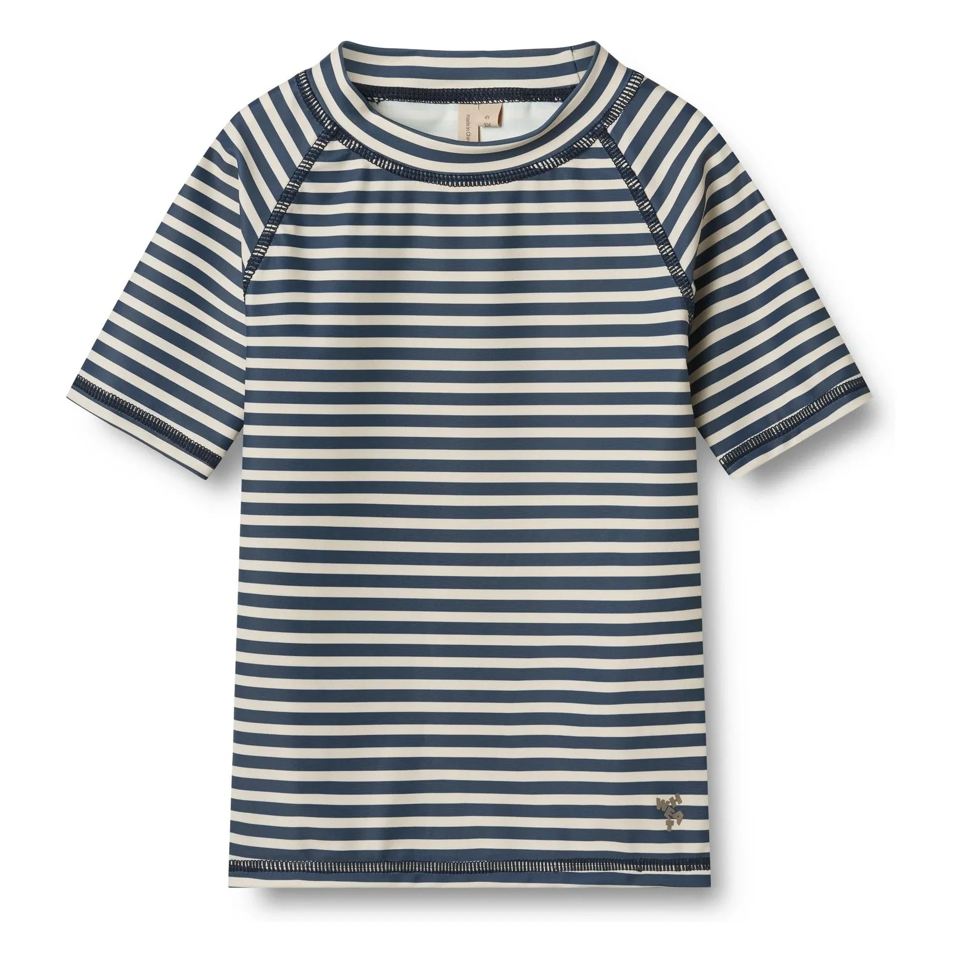 Wheat - Camiseta de natación a rayas con protección UV de Jackie, fibras recicladas | Azul oscuro