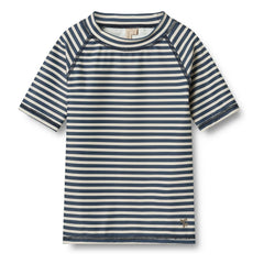 Wheat - Camiseta de natación a rayas con protección UV de Jackie, fibras recicladas | Azul oscuro