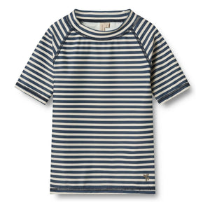 Wheat - Camiseta de natación a rayas con protección UV de Jackie, fibras recicladas | Azul oscuro