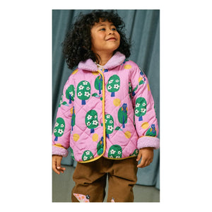 Petit Stella - Çift Taraflı Baykuş Sherpa Ceket | Pembe