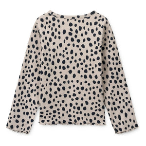 Liewood - Camiseta de canalé de algodón orgánico Nieve Leopard | Avena