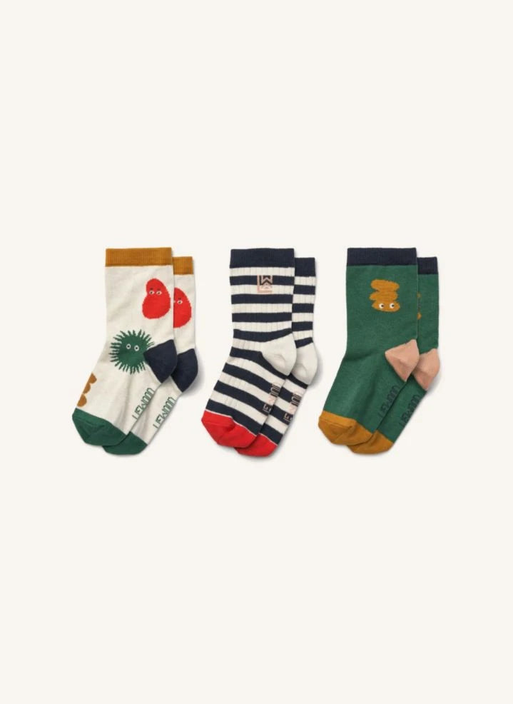 Liewood - Silas Pack de 3 pares de calcetines | Crudo