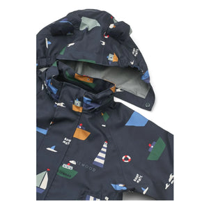 Liewood - Conjunto de lluvia de fibra reciclada Manu Bateaux | Azul marino