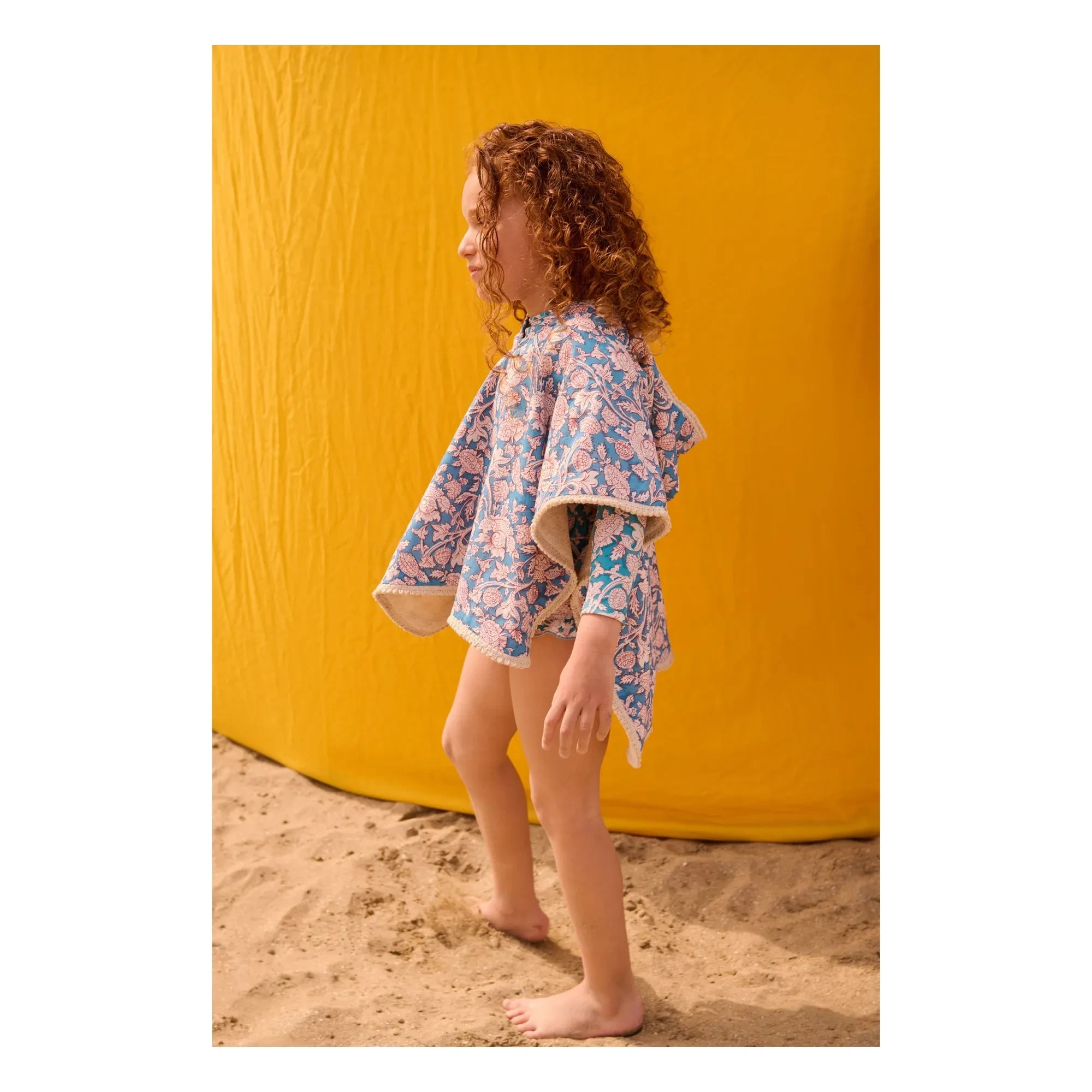 Louise Misha - Poncho de baño Mael de algodón orgánico | Azul