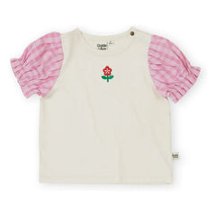 Goldie + Ace - Camiseta Vichy de Manga Bombacha | Crema